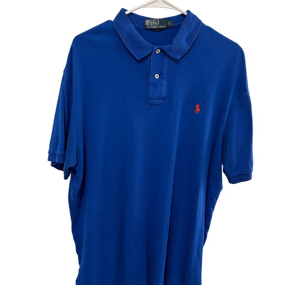 Polo Ralph Lauren Other - Polo Ralph Lauren Polo Shirt Mens L Blue Short Sleeve Orange Pony Logo Preppy